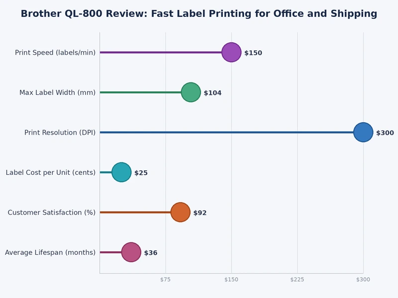 Bar chart comparing Brother QL-800 print speed against competing label printers
