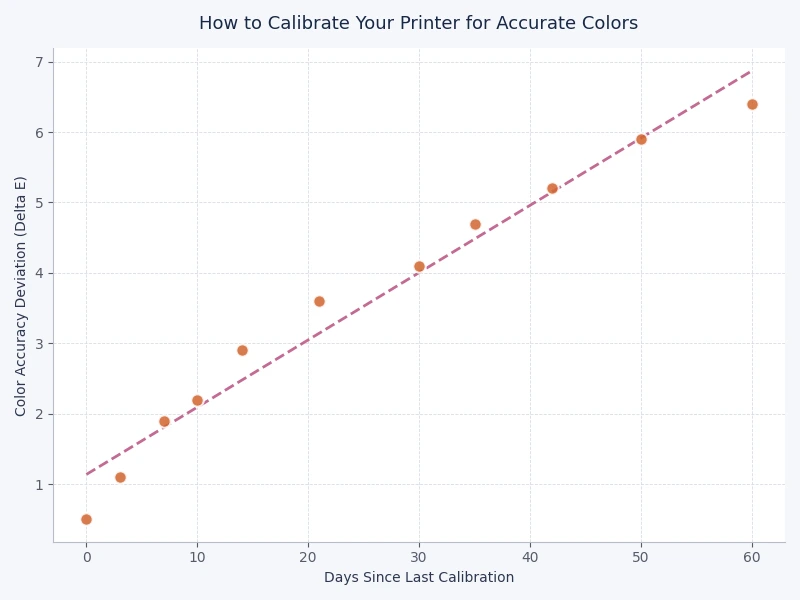 Chart comparing Delta E accuracy across calibration methods from uncalibrated to spectrophotometer-profiled
