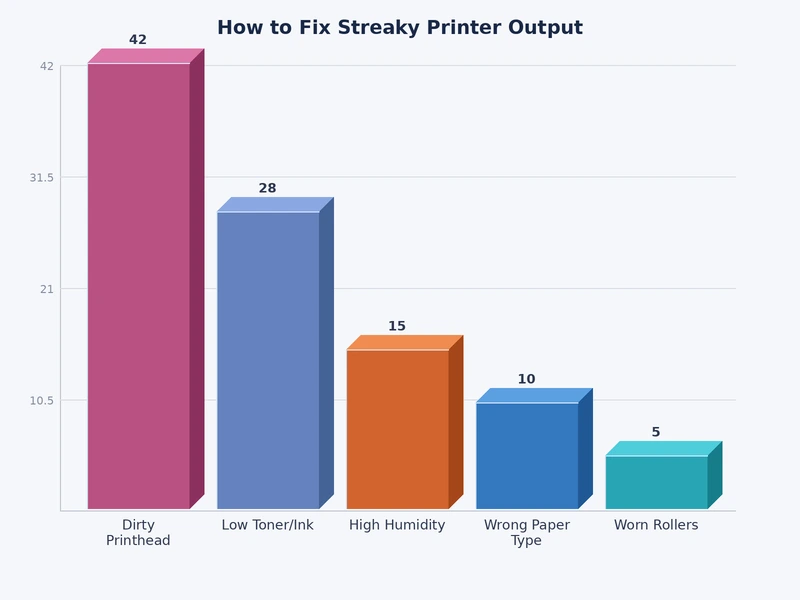 Chart showing common causes of streaky printer output ranked by frequency