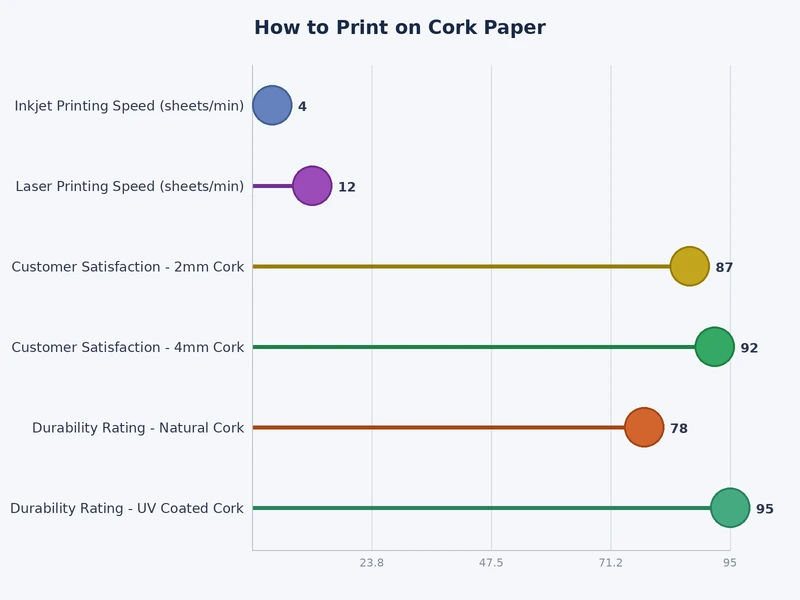 Comparison chart of cork paper thickness options and recommended printer settings