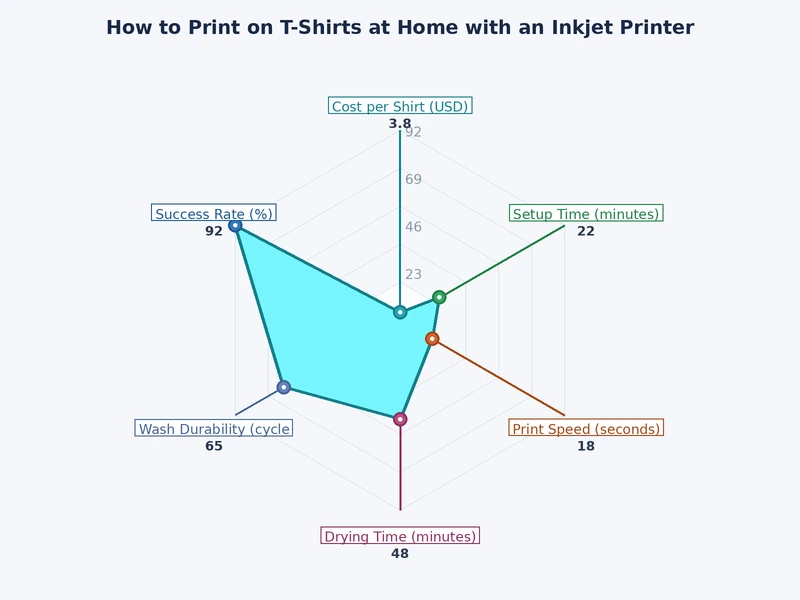 Comparison chart of home t-shirt printing methods by cost, durability, and difficulty