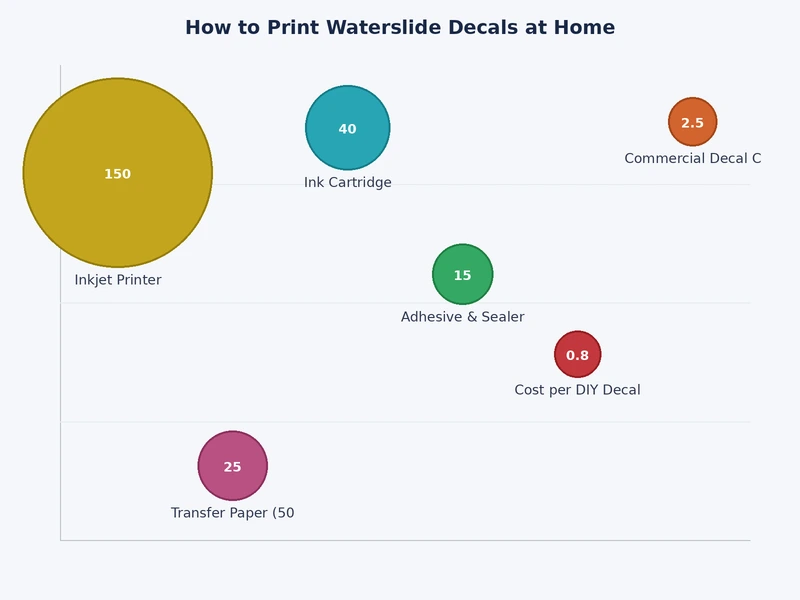 Comparison chart showing inkjet vs laser printer performance for waterslide decal printing across five categories