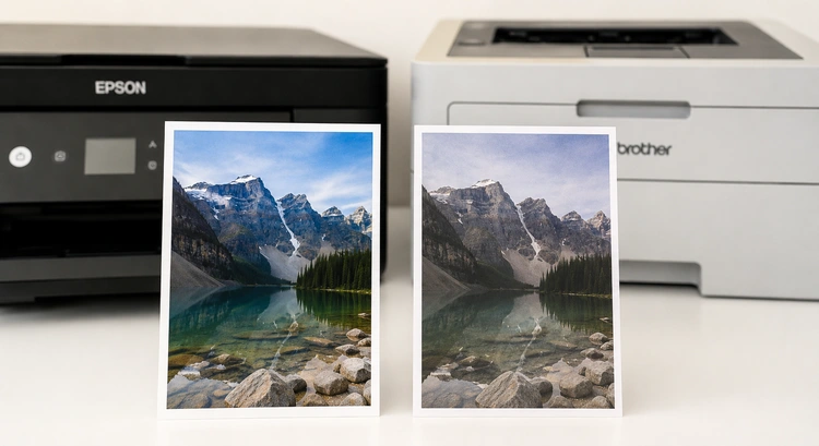 Inkjet vs laser printer for photos side-by-side print quality comparison