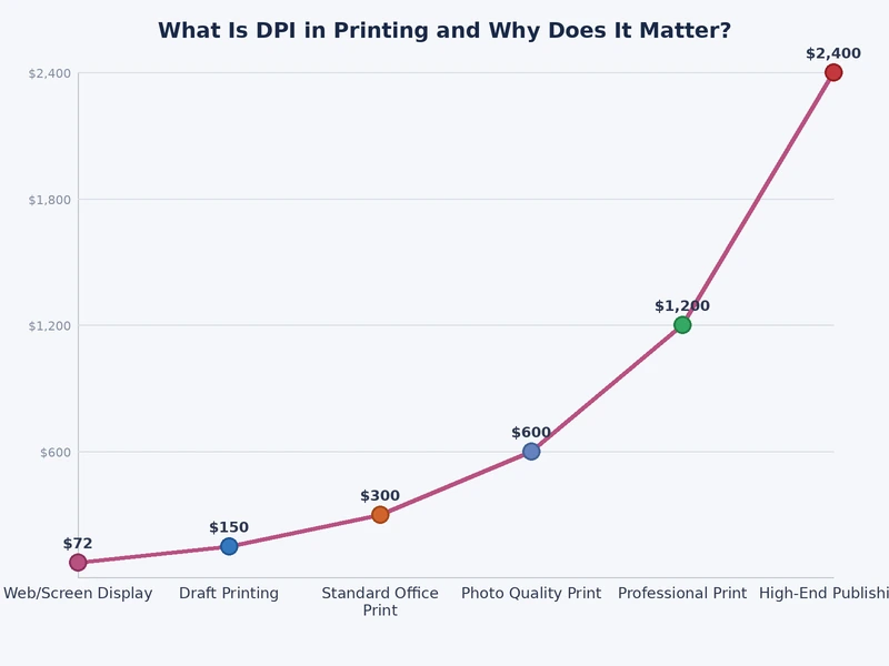 Bar chart comparing recommended DPI settings for different print applications