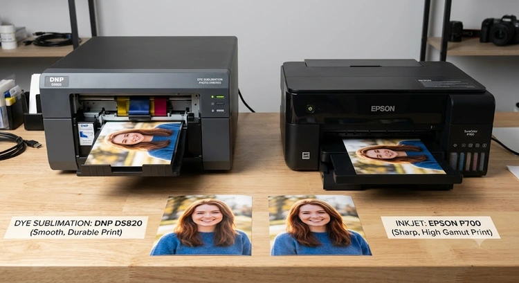 Dye sublimation vs inkjet photo printers side by side comparison setup