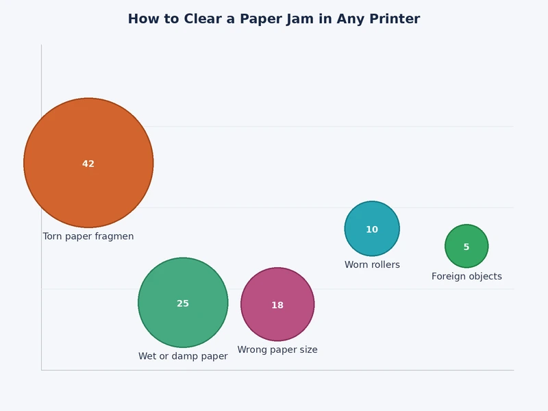 chart showing most common paper jam causes by printer type including inkjet laser and label printers