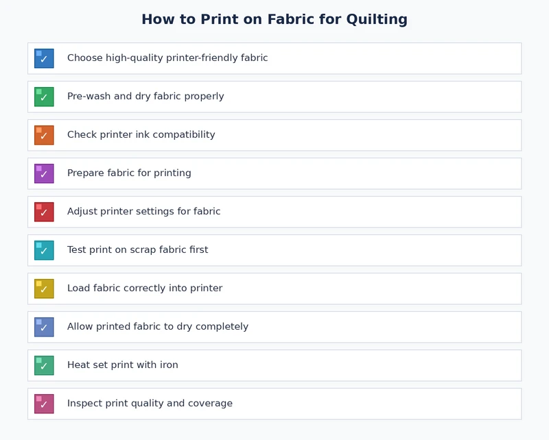 step by step checklist for how to print on fabric for quilting covering preparation fixation washing and best practices