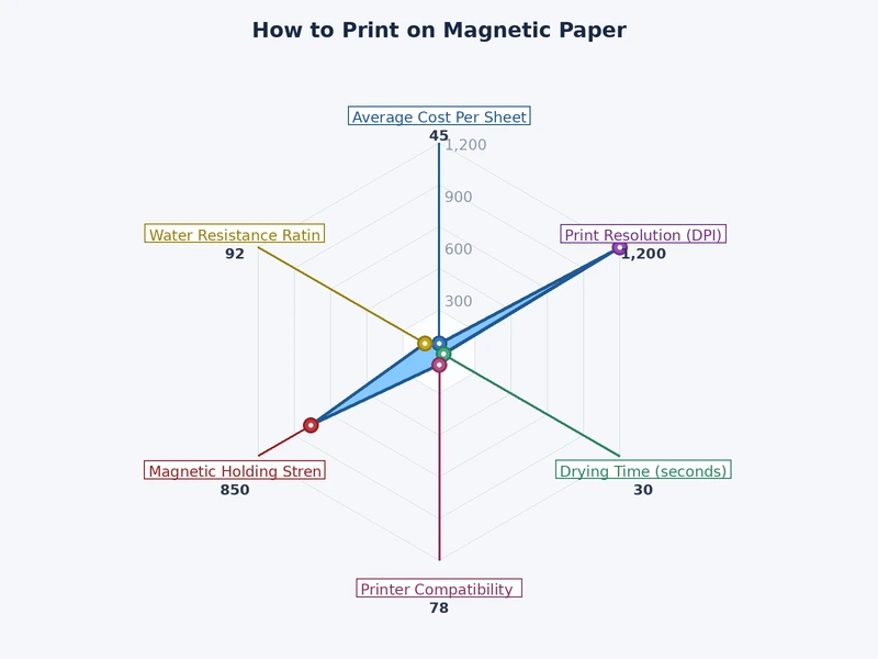 Bar chart comparing magnetic paper types by print quality and holding strength