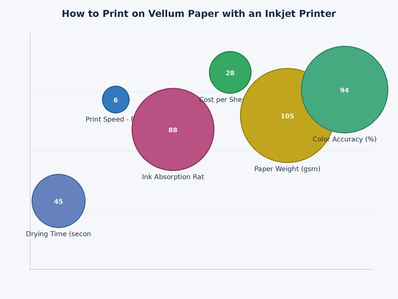 chart comparing inkjet ink dry time and performance across different vellum paper weights