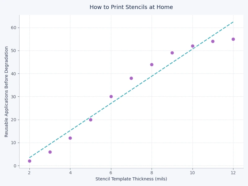chart comparing stencil material durability and reuse rates for home printing projects
