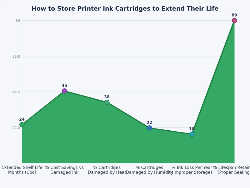 Bar chart comparing printer ink cartridge shelf life at different storage temperatures