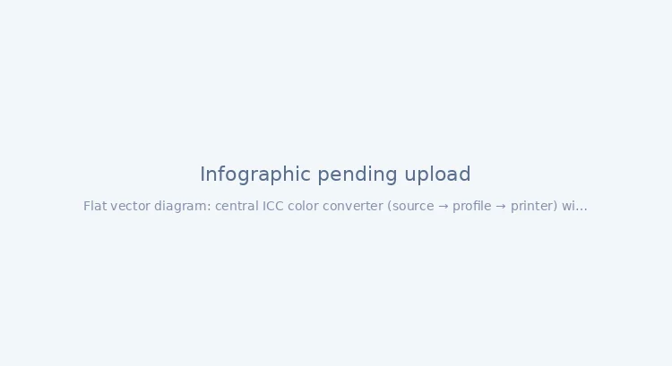 ICC profiles for photo printing infographic summarizing workflow steps from calibration to final output