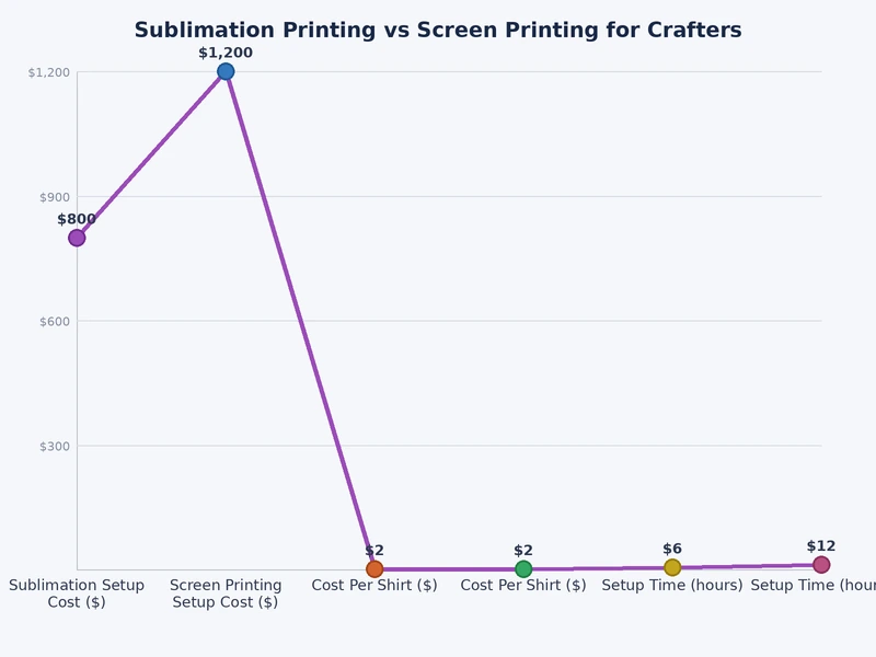 comparison chart of sublimation printing vs screen printing across cost, color range, and material compatibility